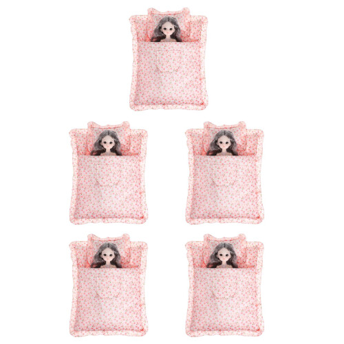 5Sets Mini Dollhouse Bedroom Accessories Multi Fabric Cute Bedding Set