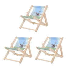 3Pcs Durable Wooden Mini Beach Chair Phone Holder for Home Small Pets