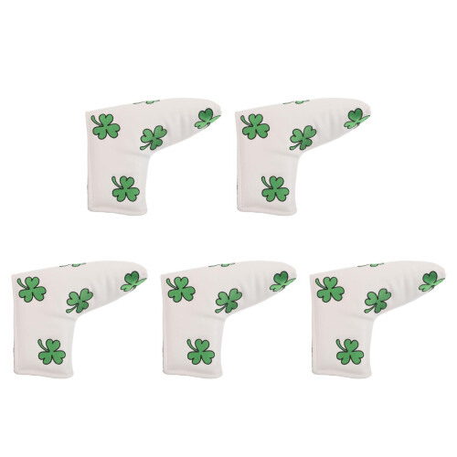 5Pièces De Putter Golf PU Blanche Brodée Trèfle Élégant