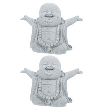 2Pcs Durable Sandstone Buddha Figurine for Aquarium and Tabletop Decor