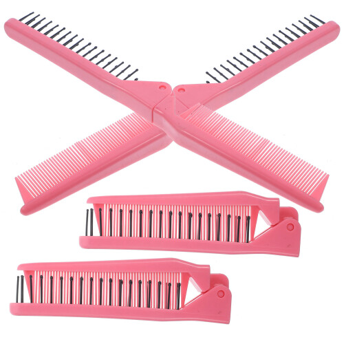 4Pcs Travel Foldable Hair Comb Plastic Lightweight Blue Portable Use