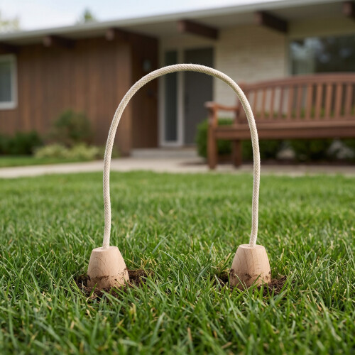 6Pcs Lightweight Khaki Croquet Wickets Wood Base 2