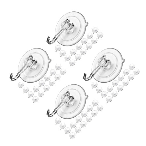 80Pcs Clear Suction Cup Holders Hooks for Glass Shower Kitchen