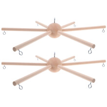 2Pcs Brown Wood Baby Mobile Frame Six-Leg Wind Chime Nursery Holder