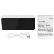 USB Alarm Clock White LED Mirror Screen with Snooze and Buzzer