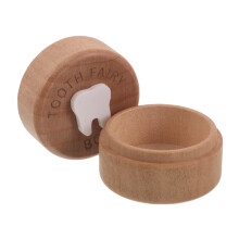 Beige Wooden Tooth Keepsake Box for Kids Safe Storage