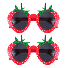 2Pcs Strawberry Shaped Party Sunglasses Red ABS Fruit Eyeglasses