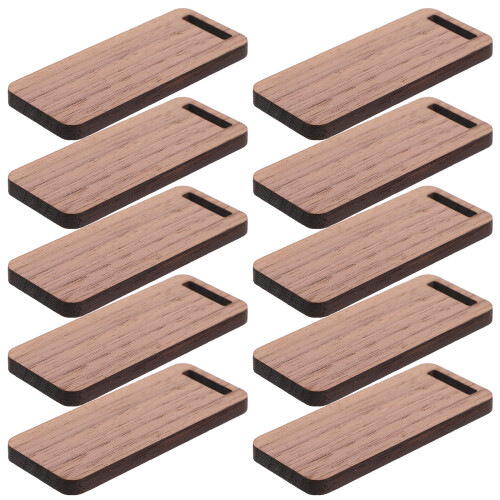 10Pcs Pet Wood Tags Light Brown Rectangle Rounded Corner Labels