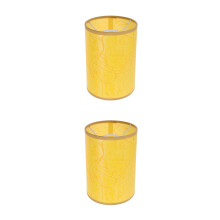 2Pcs Stylish Yellow Bedside Lamp with Cylindrical Fabric Shade