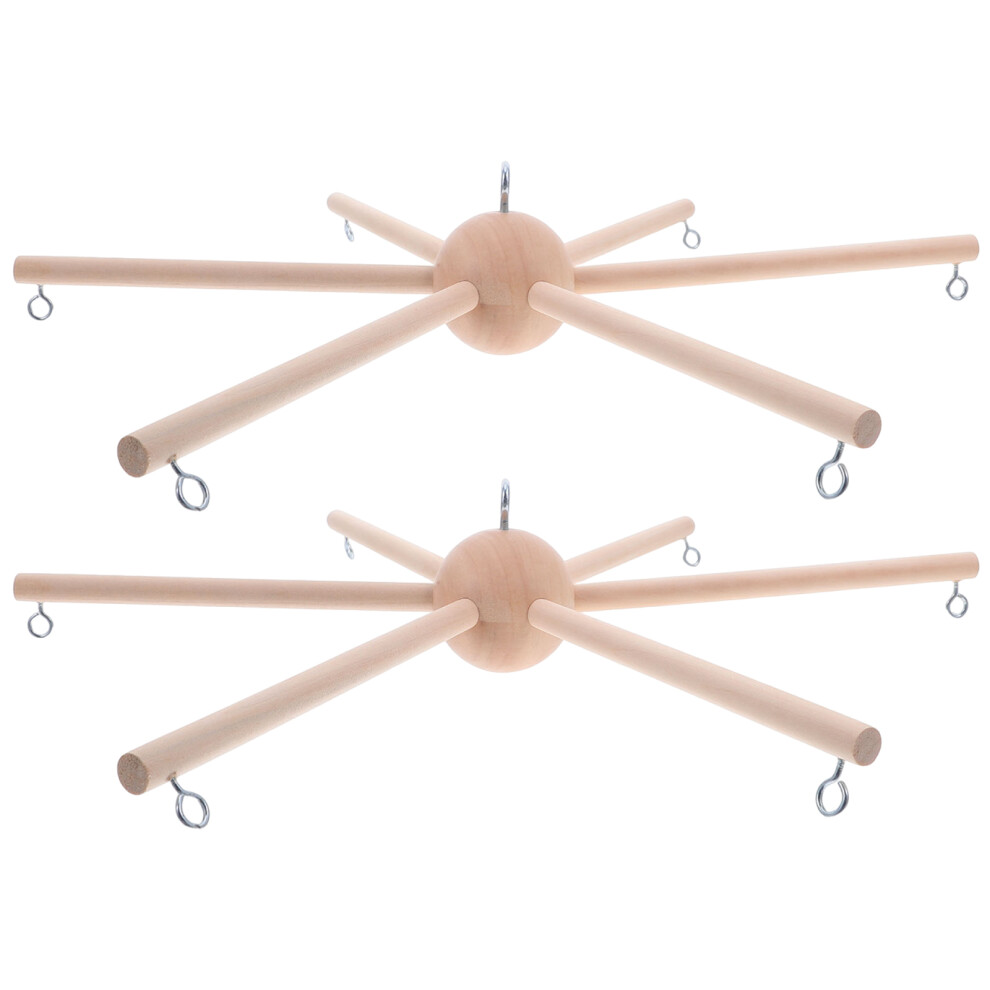 2Pcs Sturdy Wooden Nursery Mobile Holder Six Arms Crib Mobile Frame