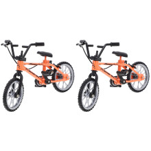 2Pcs Durable Metal Tiny Bike Model Orange for Doll House Decoration