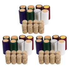1Ensemble Bouchons En Bois Multicolores Manchons PVC Pour Vin