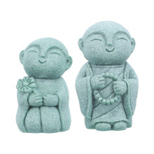 2Pcs Mini Sandstone Buddha Statues Japanese Feng Shui Indoor Decor