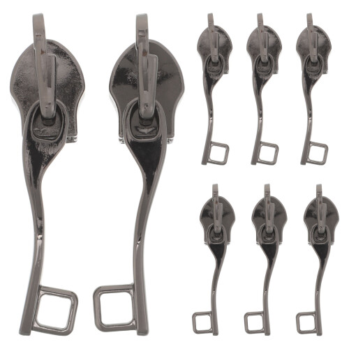 Zipper Pull Replacement Black Zinc Alloy 4 Pairs