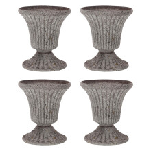 4Pcs Grey Iron Grave Vases for Memorials with Weatherproof Features