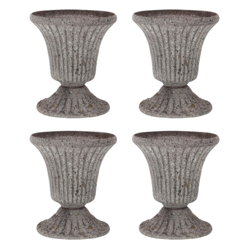 4Pcs Grey Iron Grave Vases for Memorials with Weatherproof Features