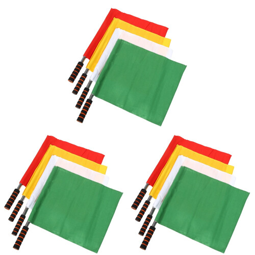 12Pcs Colored Referee Hand Flags Durable Small Signal Flags for Sports