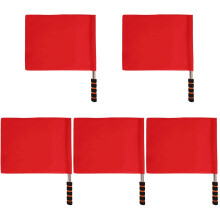 5Pcs Bright Red Soccer Referee Flags with Non-Slip Sponge Handle