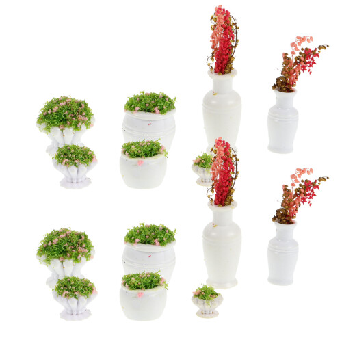 14Pcs Plastic Mini Potted Plants for Dollhouse Accessories