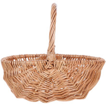 Light Brown Handwoven Willow Picnic Basket for Eggs and Vegetables