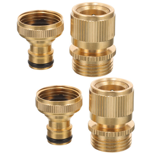 2Sets Golden Brass Quick Coupler Adapters for Home Garden