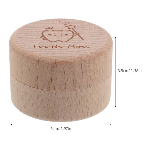 Beige Wood Baby Teeth Storage Box with Rounded Edges 1