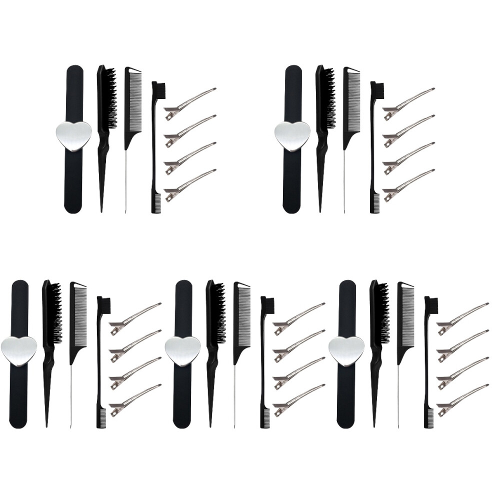 Vaguelly 5Sets Durable Abs Metal Hair Comb Set Detangling And Styling Tool