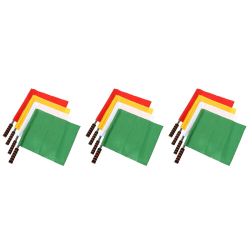 12Pcs Match Signal Flags Assorted Colors Non-Slip Handle Referee Flags 2