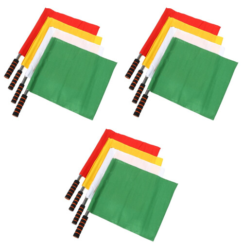 12Pièces Drapeaux À Main Pour Arbitres Multisports Couleurs 1
