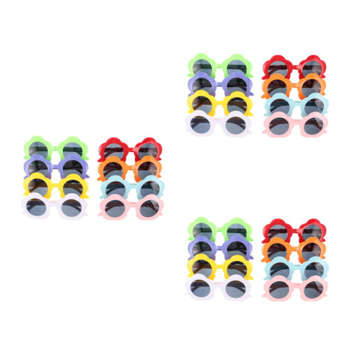 24Pcs Multi Color Plastic Flower Sunglasses Fun Party Eyeglass Props 1