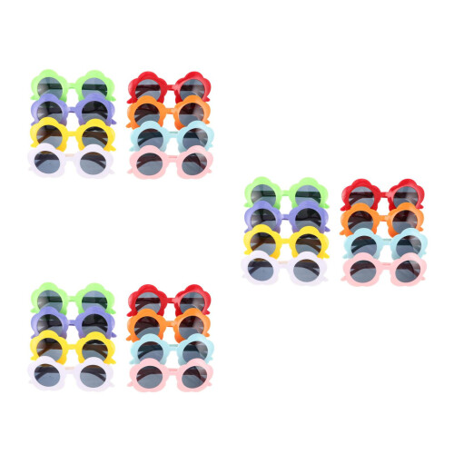 24Pcs Multi Color Plastic Flower Sunglasses Fun Party Eyeglass Props 2