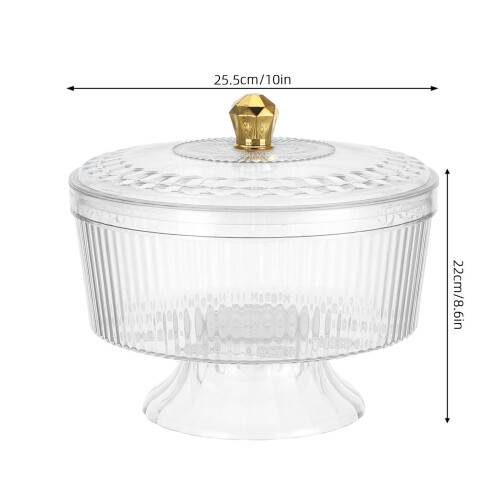 Transparent Plastic Footed Fruit Bowl with Covered Lid for Home 1