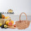 Light Brown Handwoven Willow Picnic Basket for Eggs and Vegetables 3