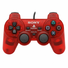 Genuine Official Original Sony Wired Dualshock 2 PS2 controller Transparent Red - Refurbished