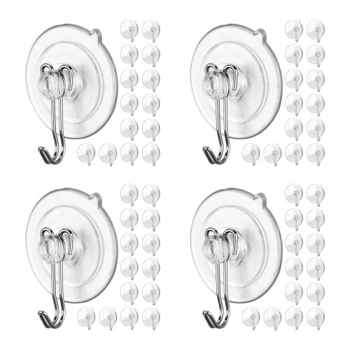 80Pcs Clear Suction Cup Holders Hooks for Glass Shower Kitchen 2