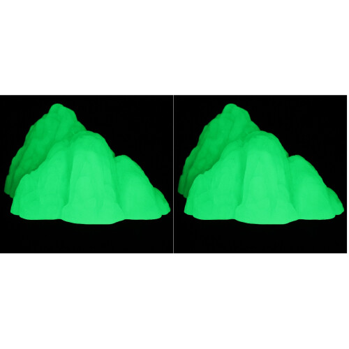 2Pcs Lightweight Light Green Plastic Rockery Desktop Aquarium Decor 1