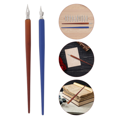 2Sets Calligraphy & Comic Dip Pen Set with Wood Handle for Drawing