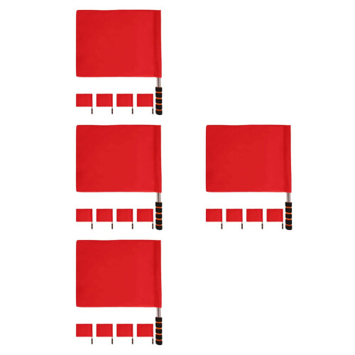 20Pcs Referee Flag Set Red Stainless Steel Handheld Signal Flags 1