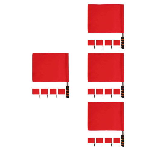 20Pcs Referee Flag Set Red Stainless Steel Handheld Signal Flags 2
