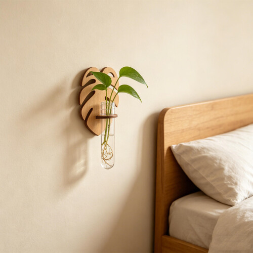 2Pièces Mural Hydroponique Bois Feuille Monstera 2
