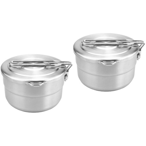 2Pièces Rangement Repas Camping En Acier Inoxydable Argenté 2