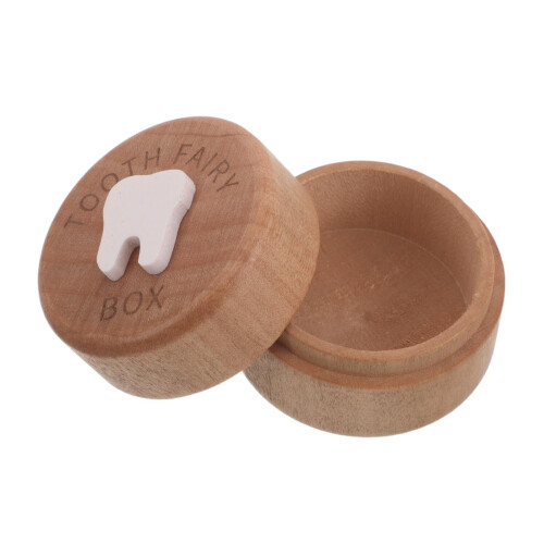 Beige Kindertanden Doos Hout Bewaardoos