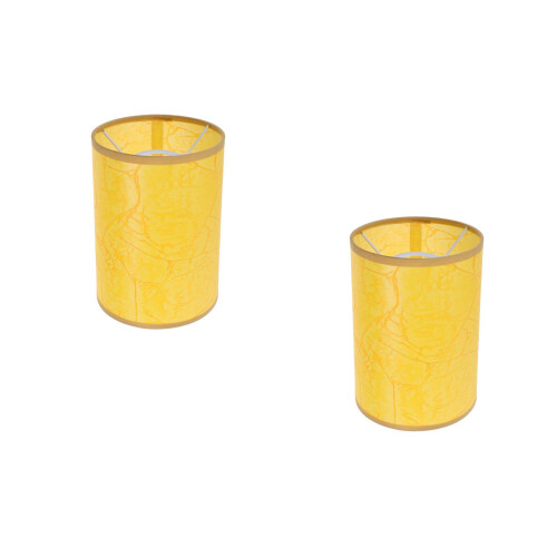 2Pcs Stylish Yellow Bedside Lamp with Cylindrical Fabric Shade 1