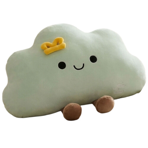 Cartoon Cloud Shape Backrest Cushion Reading Pillow For-Green