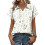 Women's Button-Down Shirts, Short Sleeve, V-Neck,-Beige S 1