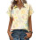 Women's Button-Down Shirts, Short Sleeve, V-Neck,-Yellow S 1