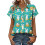 Women's Button-Down Shirts, Short Sleeve, V-Neck,-Sky Blue M 1