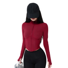 Slimming Yoga Coat For Women Lightweight Long Sleeve-Red L
