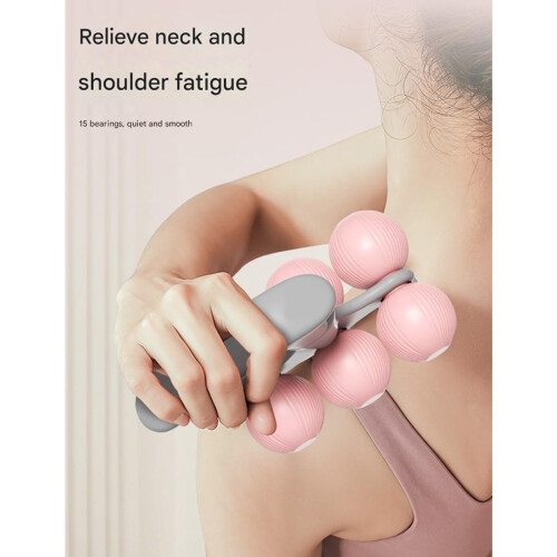 Handmassagegerät mit 6 Rollen, Massageroller mit 6 Rädern-Rosa 2