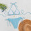 Women's 2 Piece Polka Dots Halter Bikini Set Tie-light blue M 6